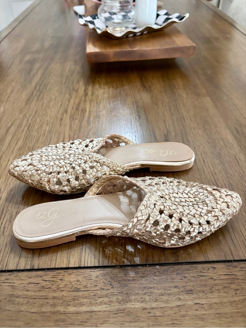 42 Gold Charmed Mules - Picture 3 of 9